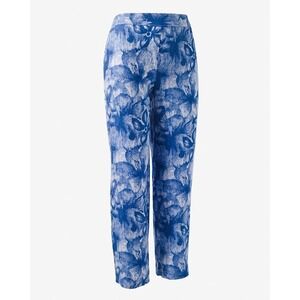 NWT Chicos Ankle Pant Womens 3 XL Kyoto Indigo Linen Textured Floral $69